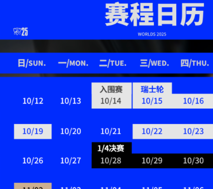 英雄联盟全球总决赛赛程公布!第一场将由iG对阵T1