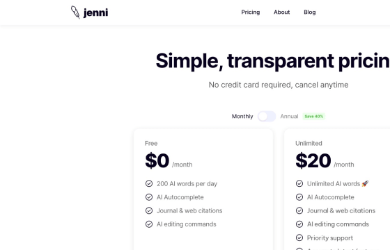 Jenni AI的价格