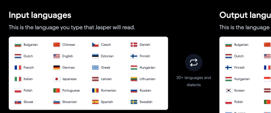 Jasper支持的语言