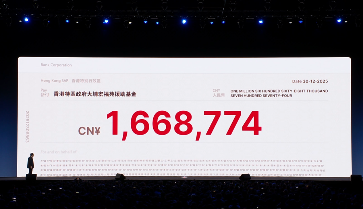 门票收入全额捐赠香港大埔宏福苑援助基金